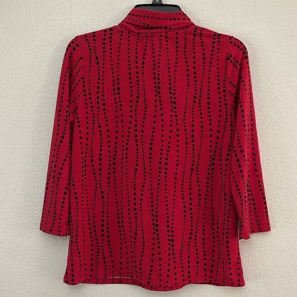 Adrienne Vittadini Red & Black Dot Blouse Size Small - Picture 2 of 5